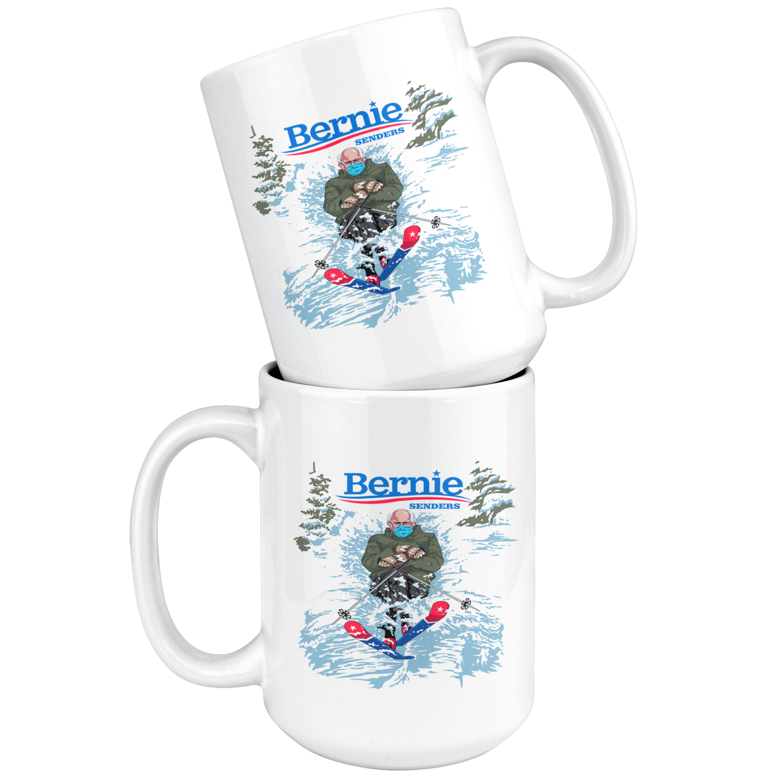 Bernie Senders Skiing 15oz Mug - Powderaddicts
