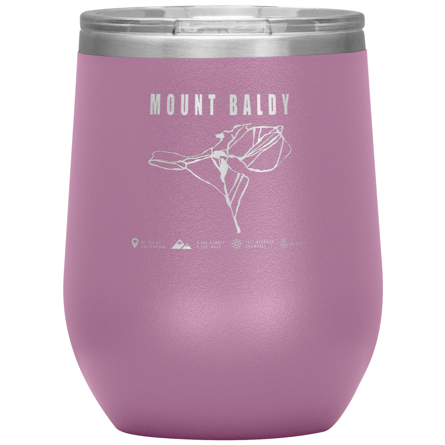 Mount Baldy, California Ski Trail Map Wine 12oz Tumbler - Powderaddicts
