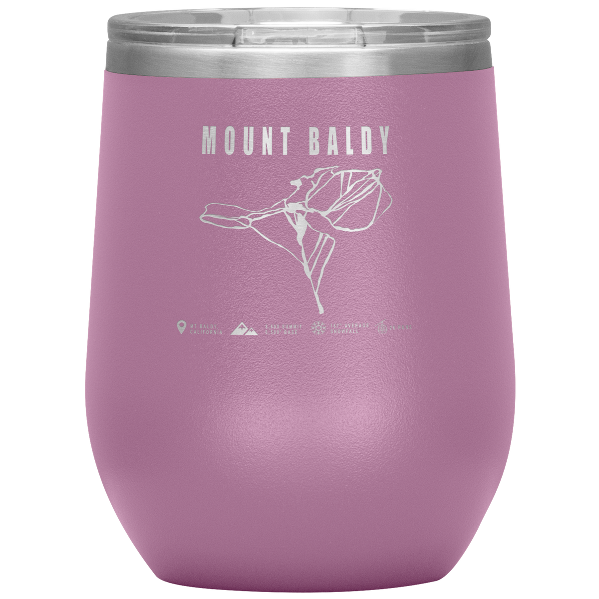 Mount Baldy, California Ski Trail Map Wine 12oz Tumbler - Powderaddicts