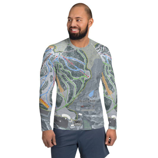 Giants Ridge, Minnesota Ski Trail Map Men's Base Layer Top - Powderaddicts