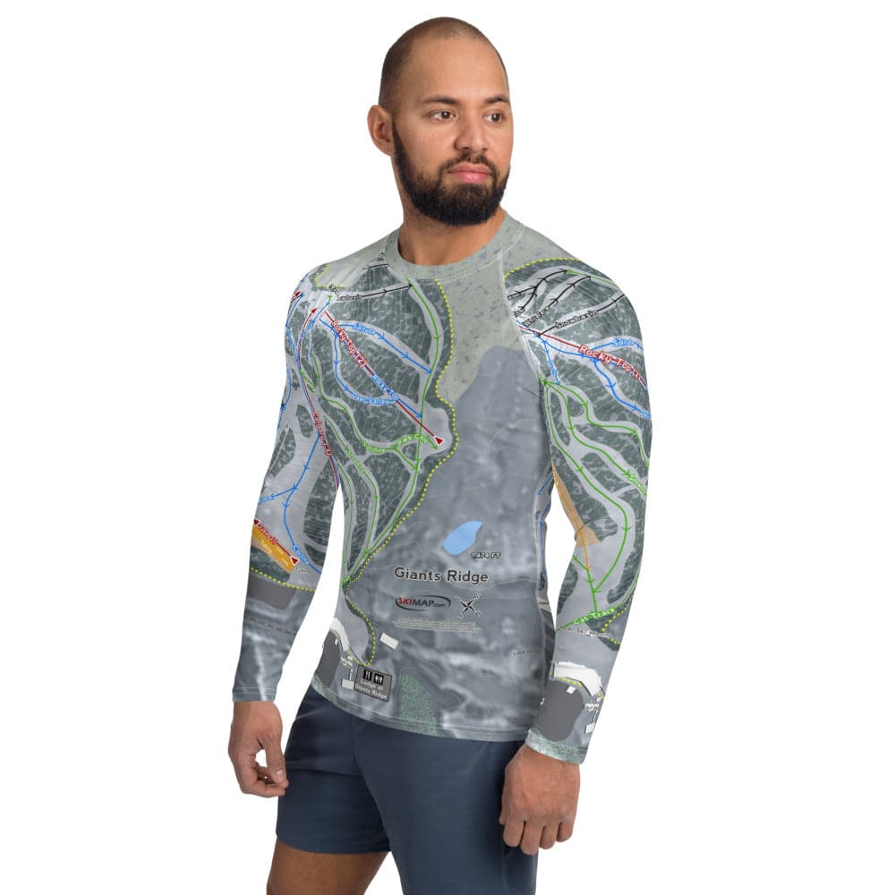 Giants Ridge, Minnesota Ski Trail Map Men's Base Layer Top - Powderaddicts