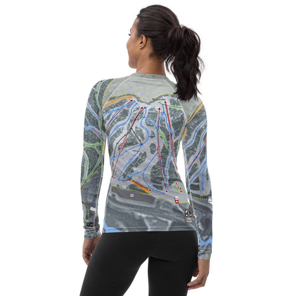 Giants Ridge, Minnesota Ski Trail Map Women's Base Layer Top - Powderaddicts
