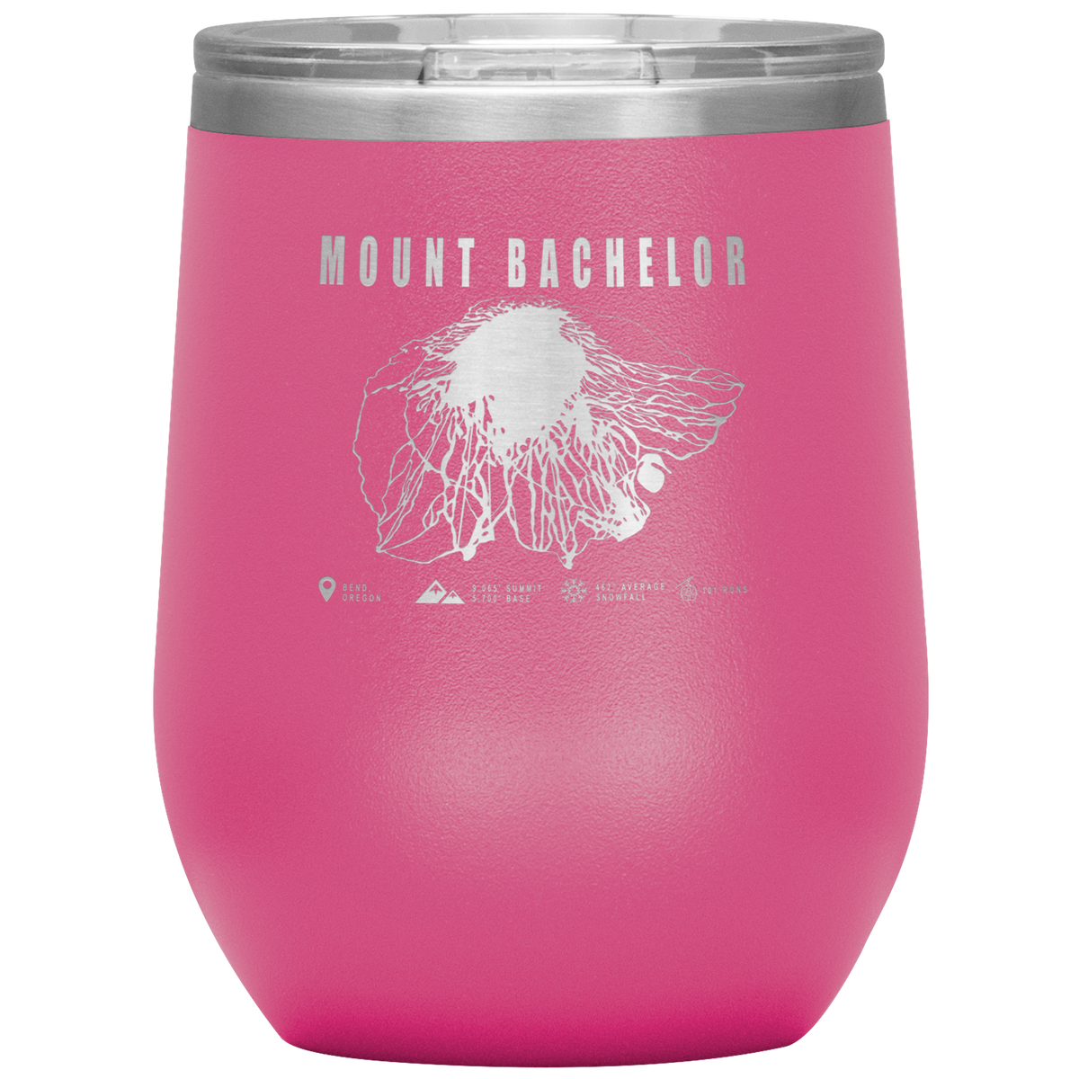 Mount Bachelor, Oregon Ski Trail Map Wine 12oz Tumbler - Powderaddicts