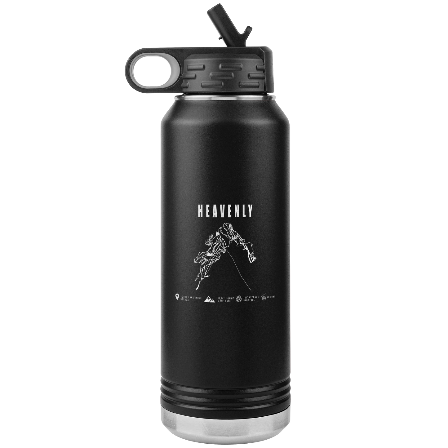 Heavenly, Nevada Ski Trail Map 32oz Water Bottle Tumbler - Powderaddicts