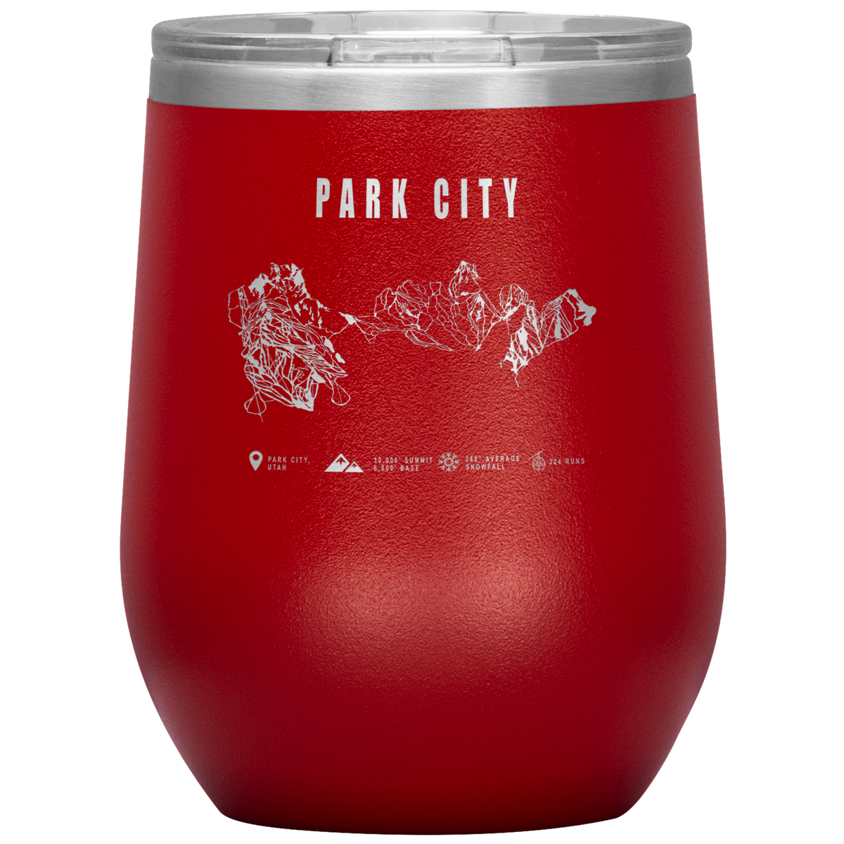 Park city,Utah Ski Trail Map Wine 12oz Tumbler - Powderaddicts
