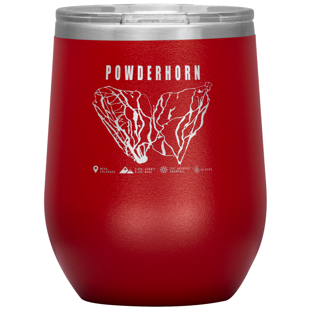 Powderhorn Colorado Ski Trail Map Wine 12oz Tumbler - Powderaddicts