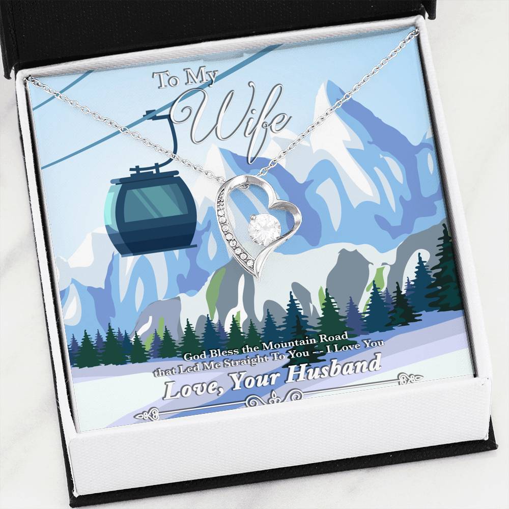God Bless The Mountain Road That Led Me Straight To You - Gold Heart Pendant | Chairlift - Powderaddicts