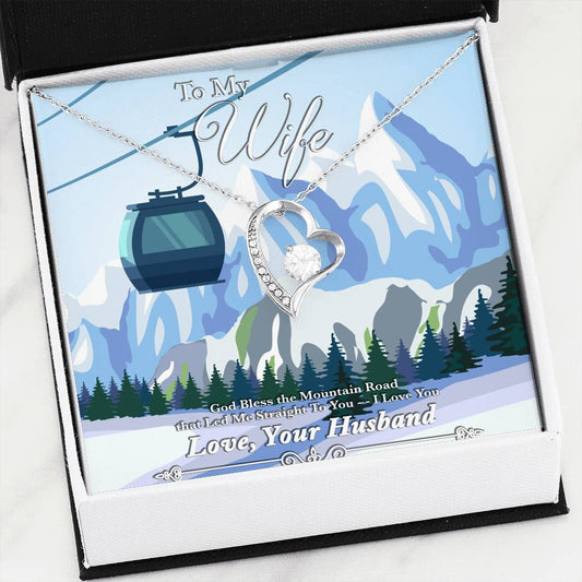 God Bless The Mountain Road That Led Me Straight To You - Gold Heart Pendant | Chairlift - Powderaddicts