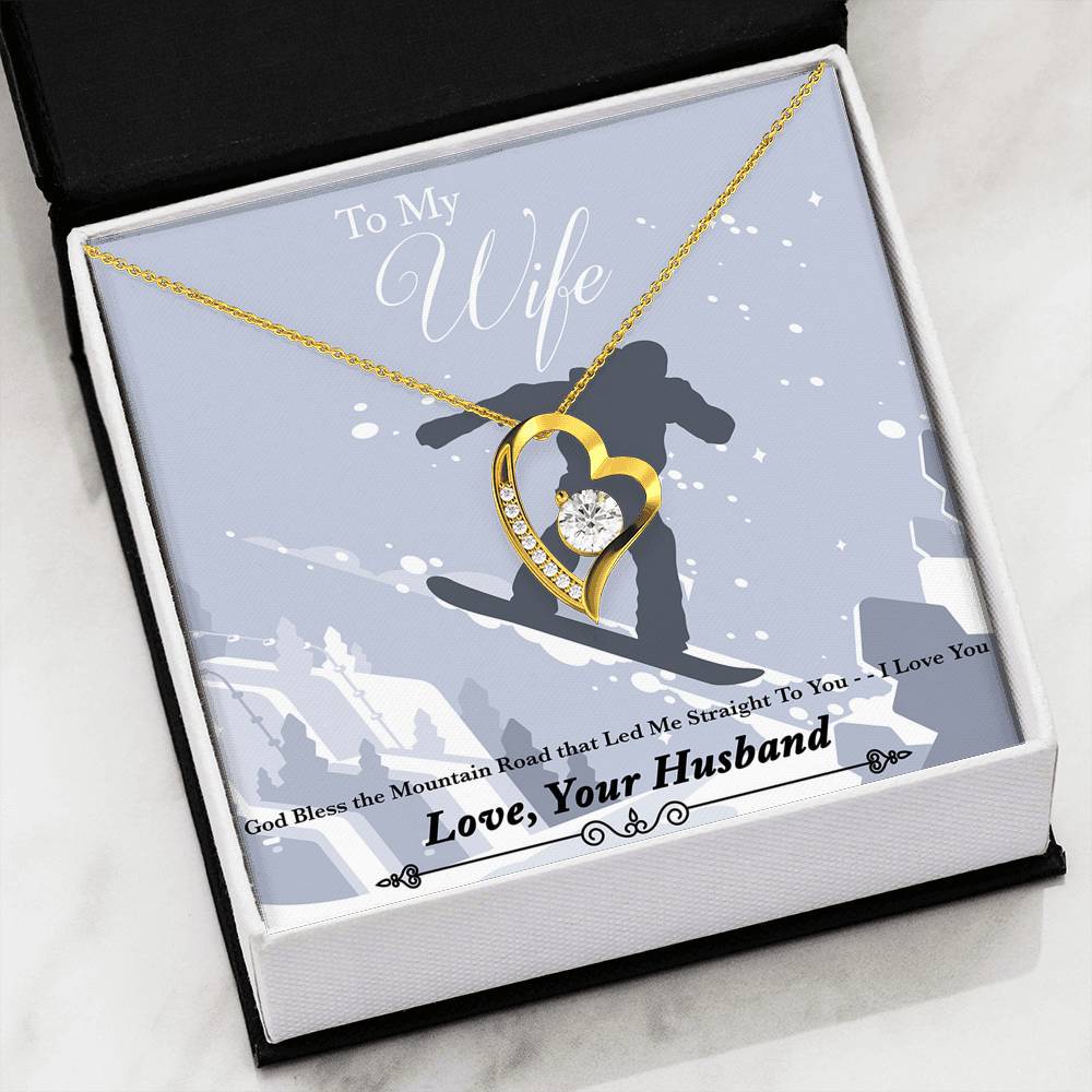 God Bless The Mountain Road That Led Me Straight To You - Gold Pendant Necklace | Snowboard Jump - Powderaddicts