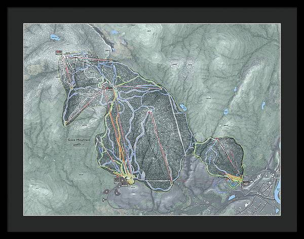 Gore Mountain Ski Trail Map - Framed Print - Powderaddicts