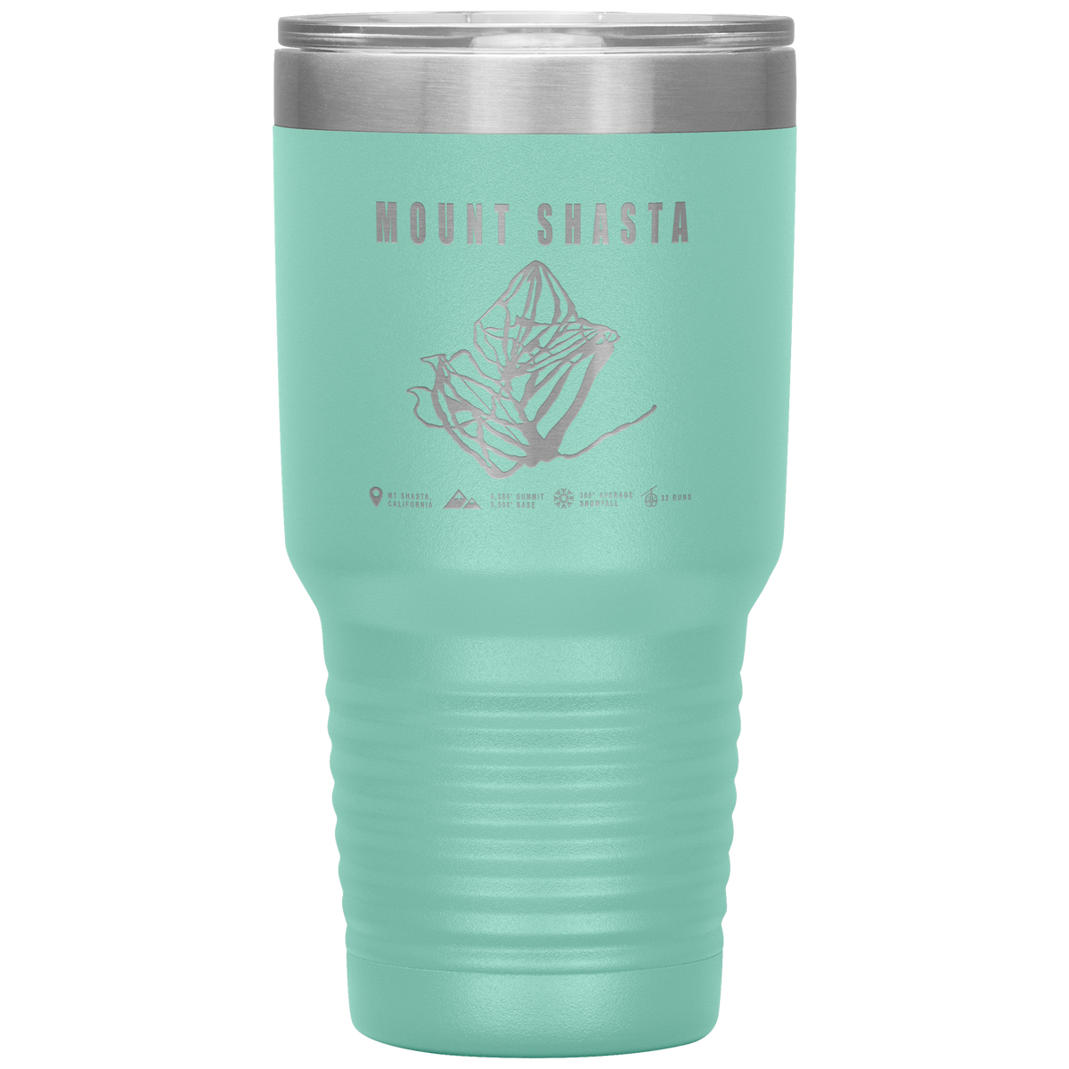 Mount Shasta, California Ski Trail Map 30oz Tumbler - Powderaddicts