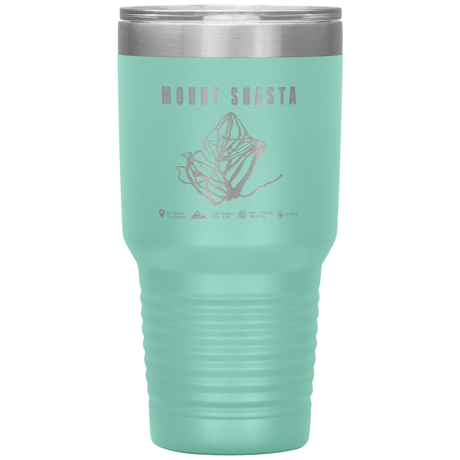 Mount Shasta, California Ski Trail Map 30oz Tumbler - Powderaddicts