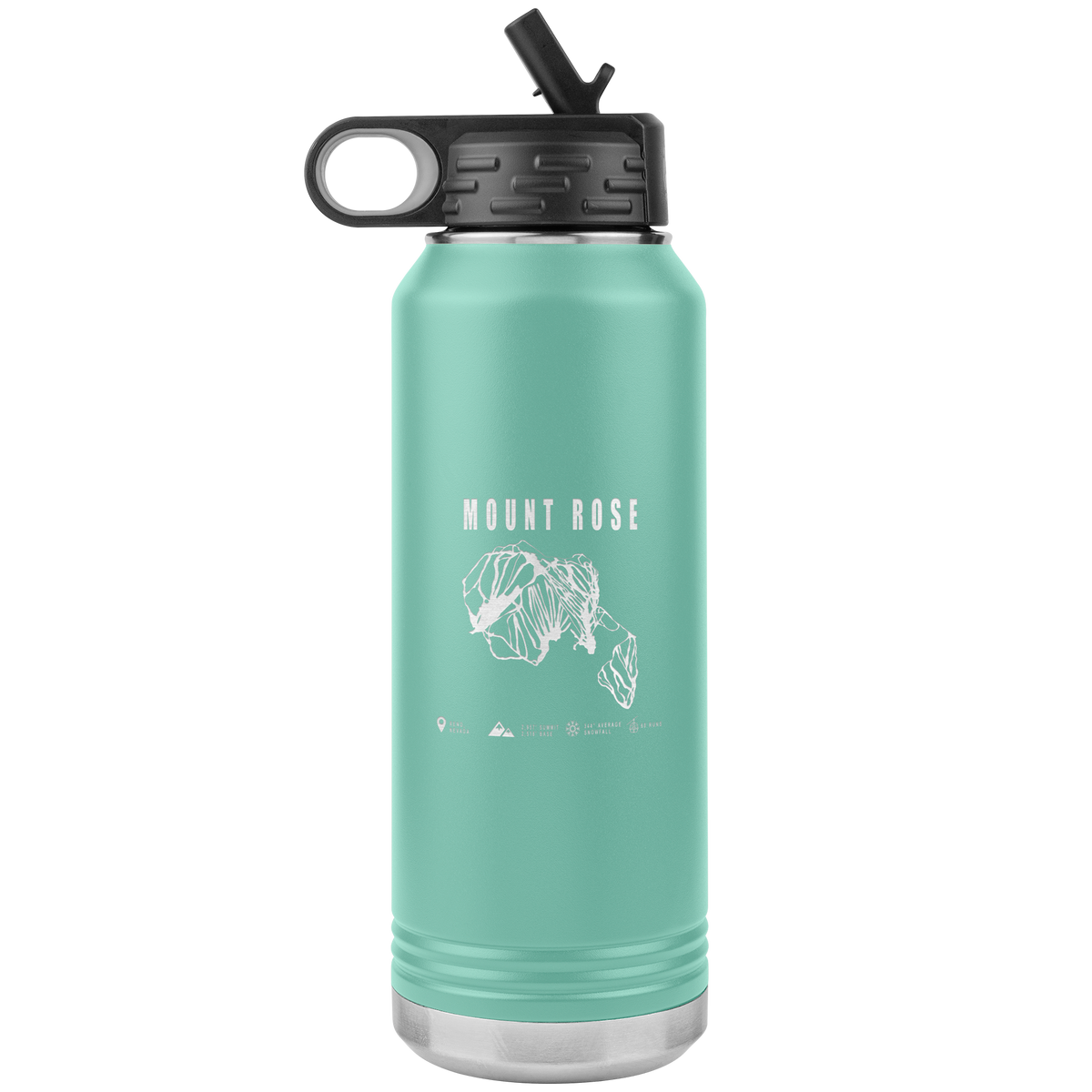 Mount Rose, Nevada Ski Trail Map 32oz Water Bottle Tumbler - Powderaddicts