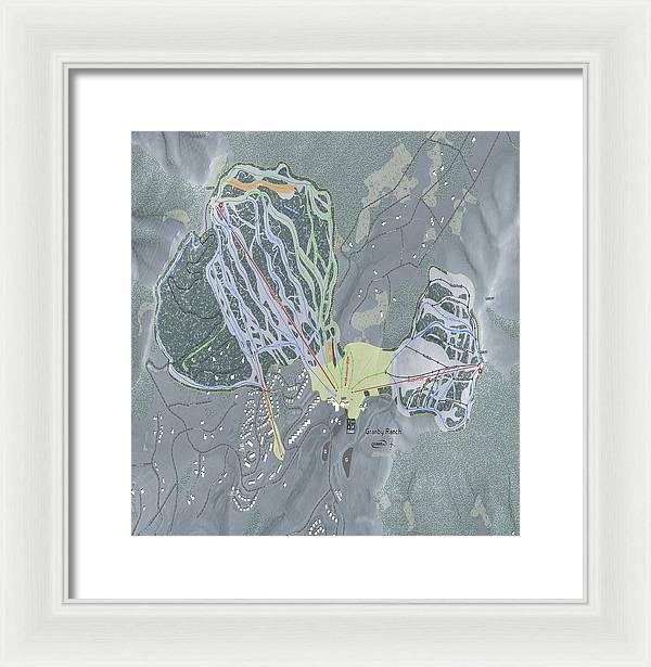Granby Ranch Ski Trail Map - Framed Print - Powderaddicts
