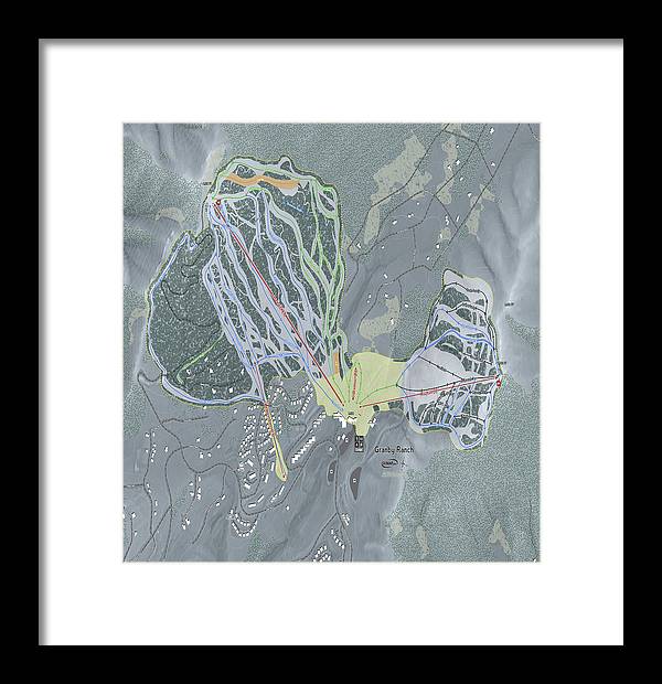 Granby Ranch Ski Trail Map - Framed Print - Powderaddicts