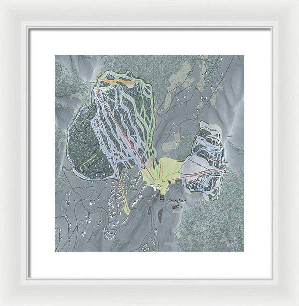 Granby Ranch Ski Trail Map - Framed Print - Powderaddicts
