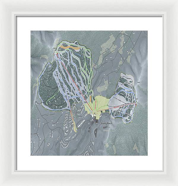 Granby Ranch Ski Trail Map - Framed Print - Powderaddicts