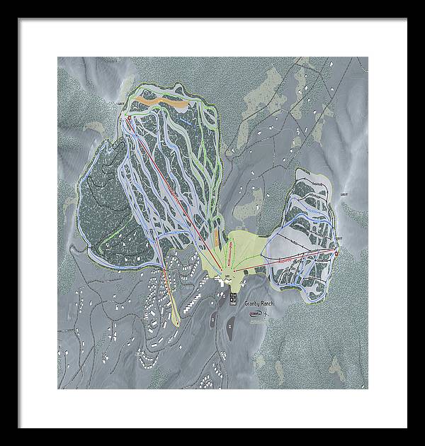 Granby Ranch Ski Trail Map - Framed Print - Powderaddicts