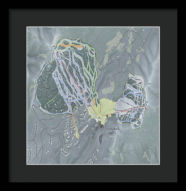 Granby Ranch Ski Trail Map - Framed Print - Powderaddicts