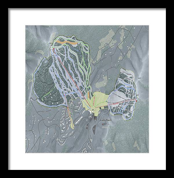Granby Ranch Ski Trail Map - Framed Print - Powderaddicts