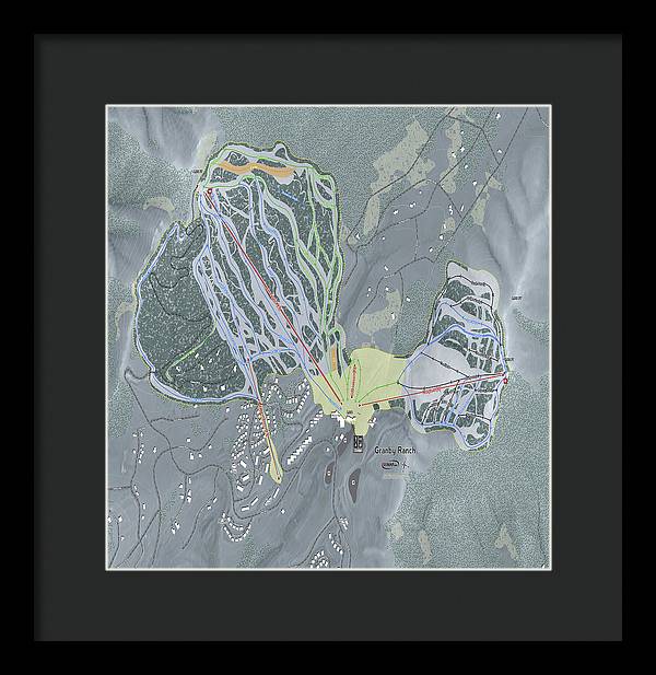 Granby Ranch Ski Trail Map - Framed Print - Powderaddicts