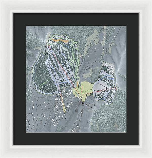 Granby Ranch Ski Trail Map - Framed Print - Powderaddicts
