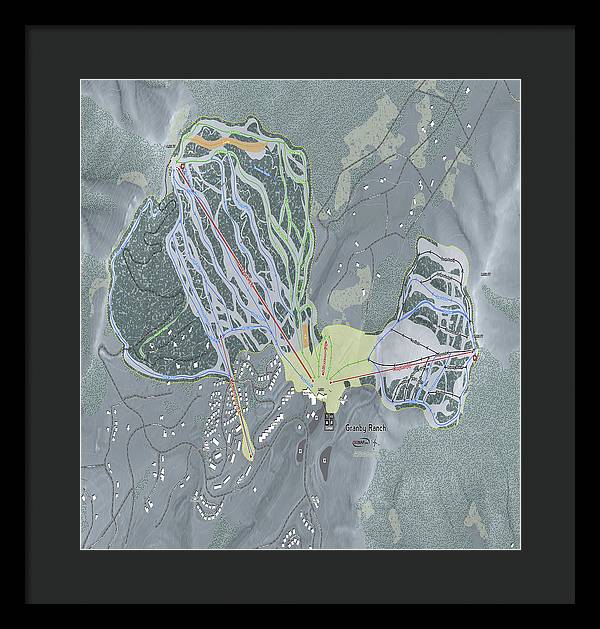Granby Ranch Ski Trail Map - Framed Print - Powderaddicts