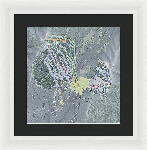Granby Ranch Ski Trail Map - Framed Print - Powderaddicts