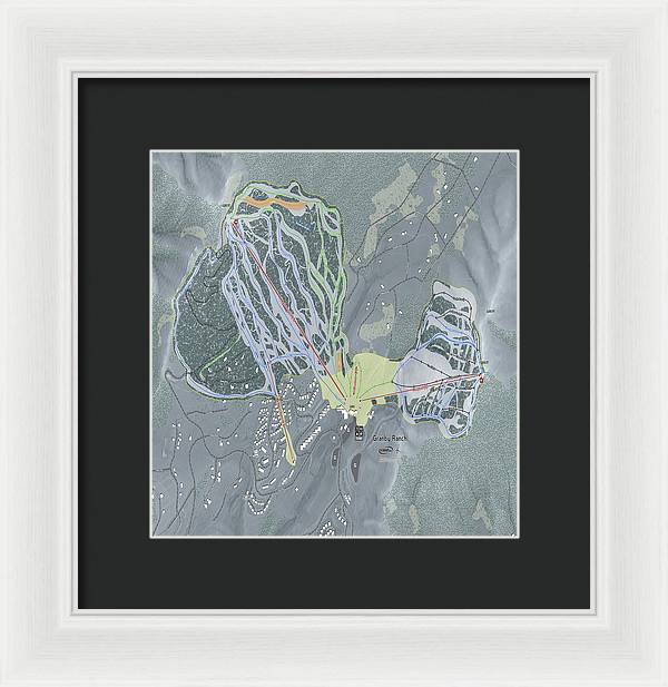 Granby Ranch Ski Trail Map - Framed Print - Powderaddicts