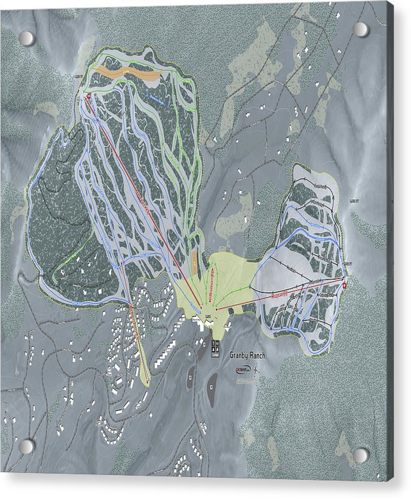 Granby Ranch Ski Trail Map - Acrylic Print - Powderaddicts
