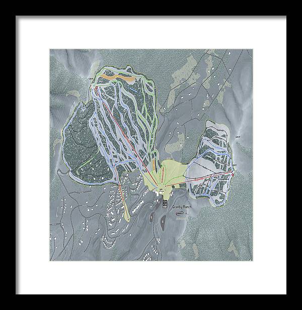Granby Ranch Ski Trail Map - Framed Print - Powderaddicts