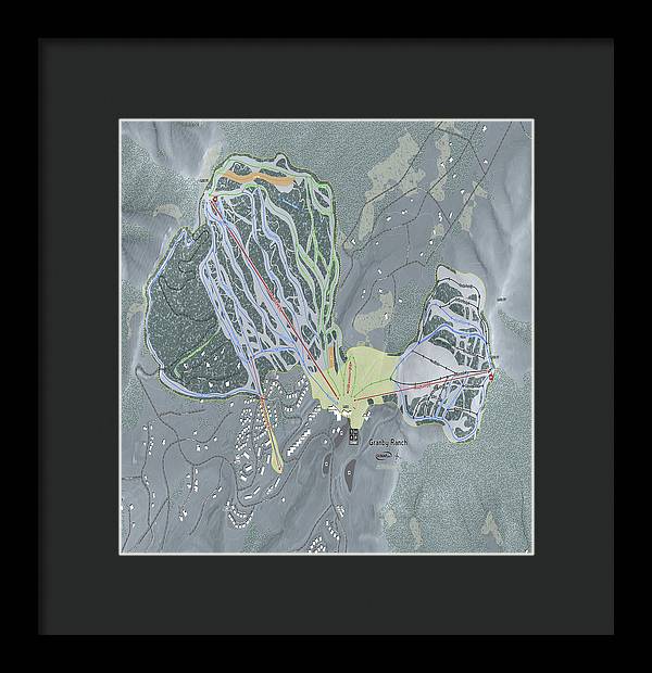 Granby Ranch Ski Trail Map - Framed Print - Powderaddicts