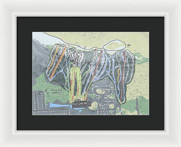 Granite Peak Ski Trail Map - Framed Print - Powderaddicts