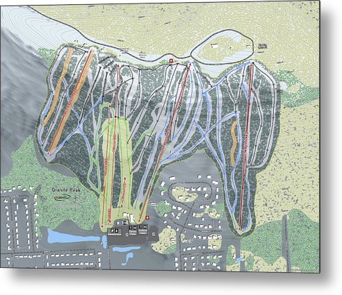 Granite Peak Ski Trail Map - Metal Print - Powderaddicts