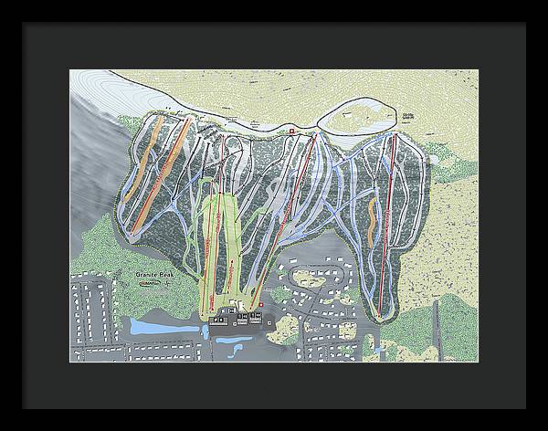 Granite Peak Ski Trail Map - Framed Print - Powderaddicts