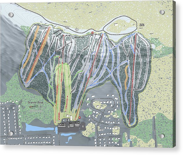 Granite Peak Ski Trail Map - Acrylic Print - Powderaddicts