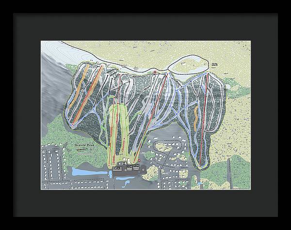 Granite Peak Ski Trail Map - Framed Print - Powderaddicts