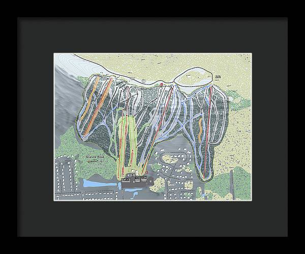 Granite Peak Ski Trail Map - Framed Print - Powderaddicts
