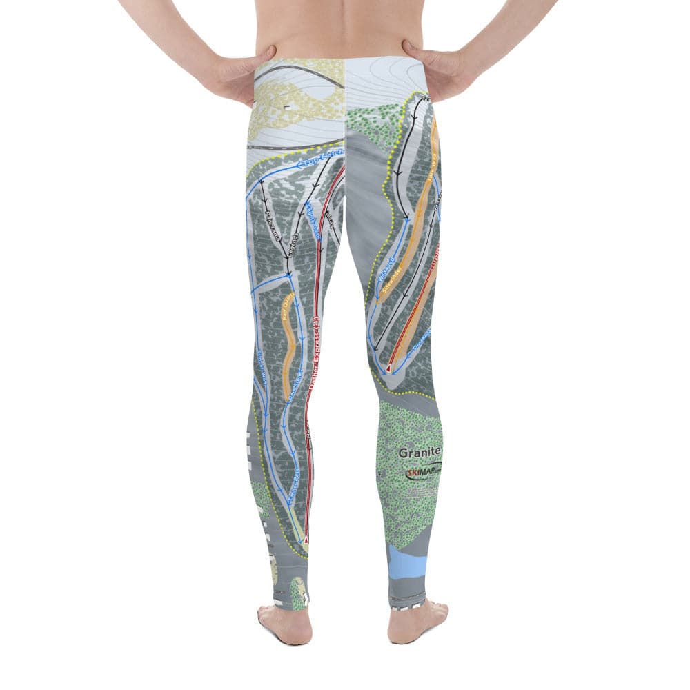 Granite Peak, Wisconsin Ski Trail Map Men's Base Layer Bottom - Powderaddicts