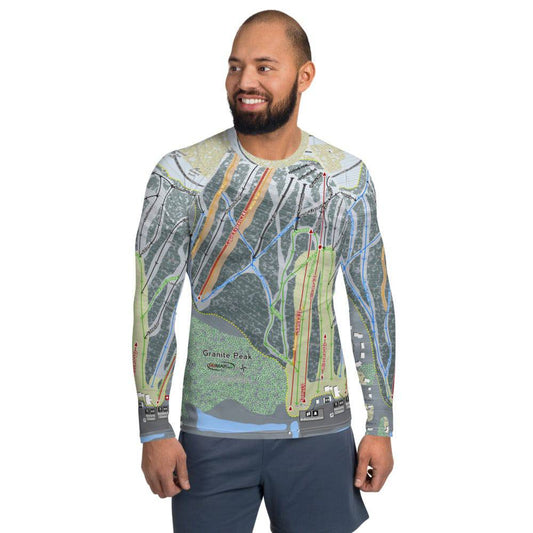 Granite Peak, Wisconsin Ski Trail Map Men's Base Layer Top - Powderaddicts