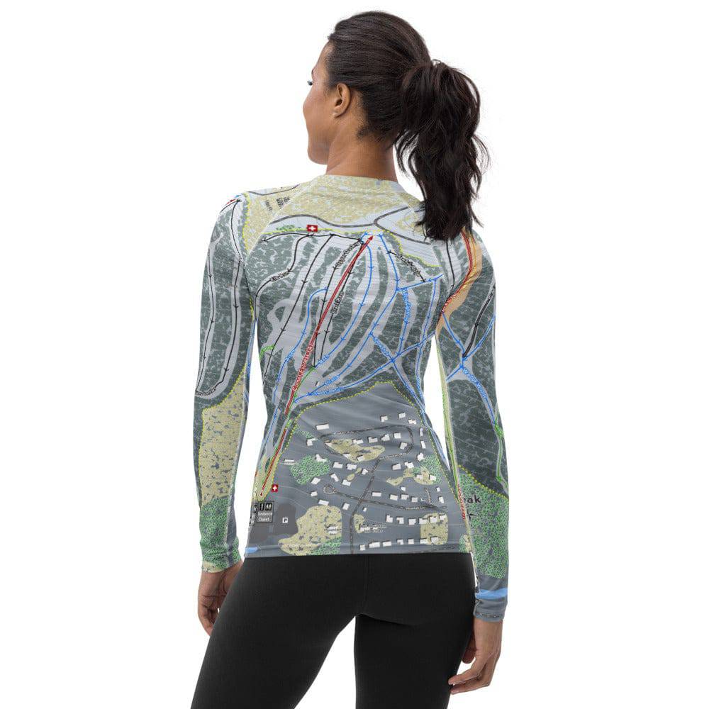 Granite Peak, Wisconsin Ski Trail Map Women's Base Layer Top - Powderaddicts