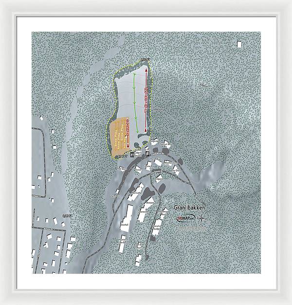 Granlibakken Ski Trail Map - Framed Print - Powderaddicts