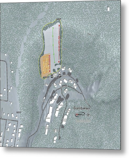Granlibakken Ski Trail Map - Metal Print - Powderaddicts