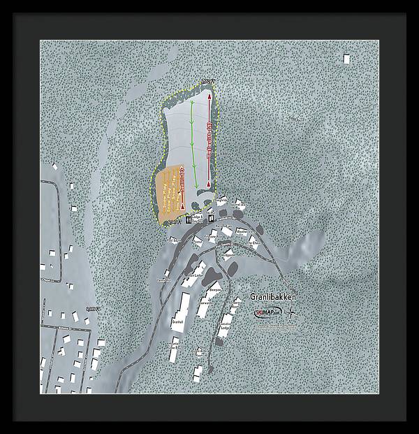 Granlibakken Ski Trail Map - Framed Print - Powderaddicts