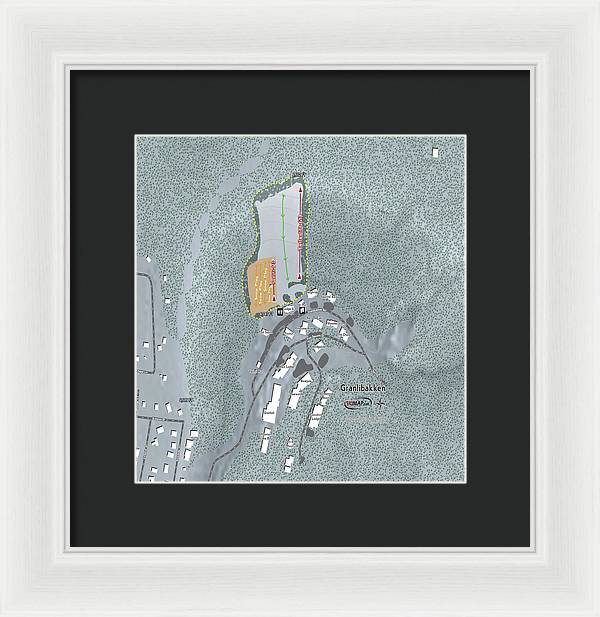 Granlibakken Ski Trail Map - Framed Print - Powderaddicts