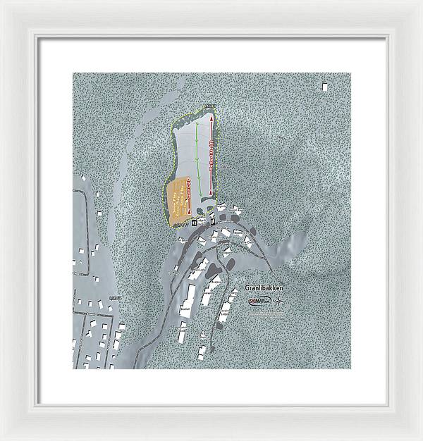 Granlibakken Ski Trail Map - Framed Print - Powderaddicts