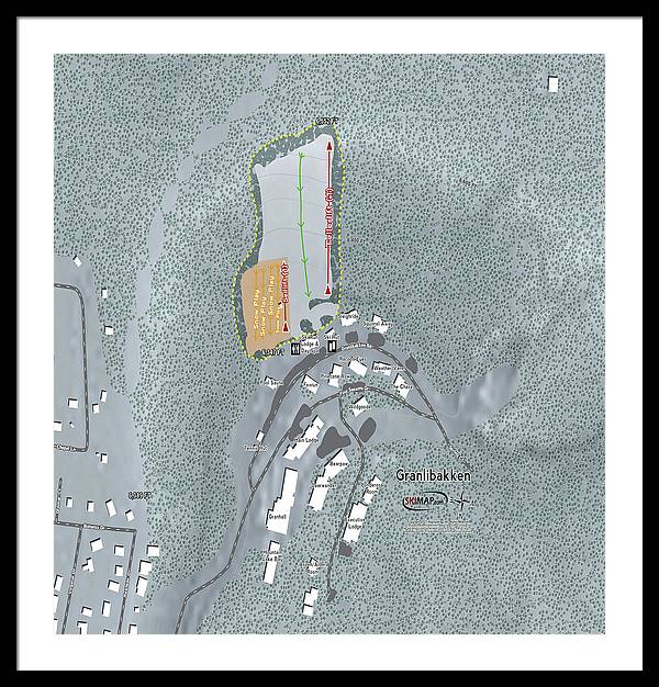 Granlibakken Ski Trail Map - Framed Print - Powderaddicts