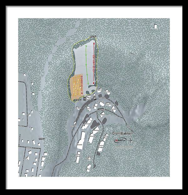 Granlibakken Ski Trail Map - Framed Print - Powderaddicts