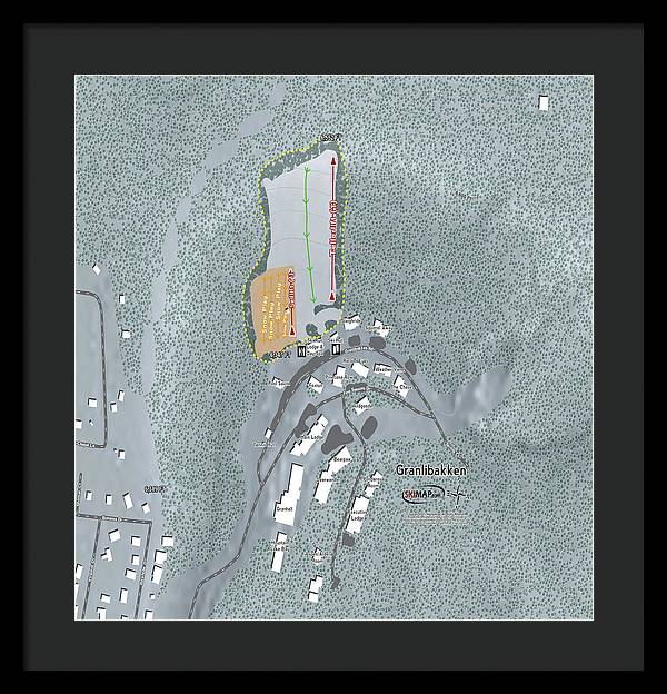 Granlibakken Ski Trail Map - Framed Print - Powderaddicts