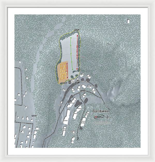 Granlibakken Ski Trail Map - Framed Print - Powderaddicts